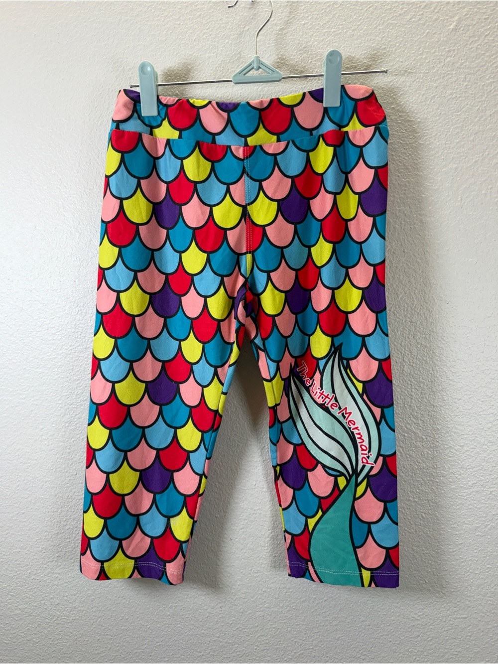 Disney Multicolor Mermaid Scale Capri Leggings - Pink, Blue, Yellow, Red, Purple